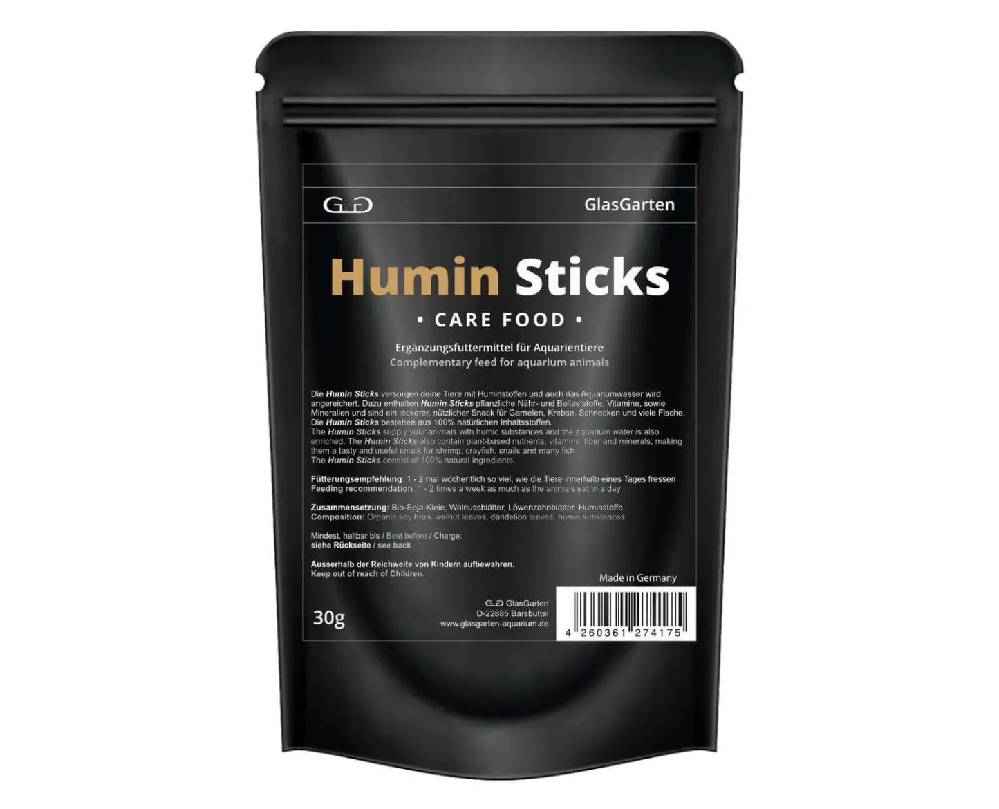 GlasGarten - Care Food Humin Sticks 30g.
